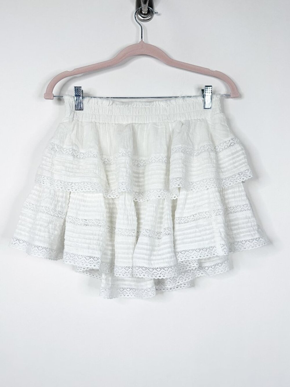 2/$30 Aerie Rock 'n' Ruffle Cotton Skirt Tiered Ruffle Lace White Medium #A1959 - Picture 4 of 10